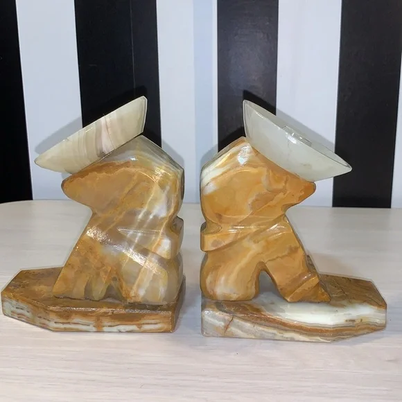 Solid Carved Stone/Rock Sleeping Man in Sombrero Book Ends Vintage Home Decor - Picture 8 of 17